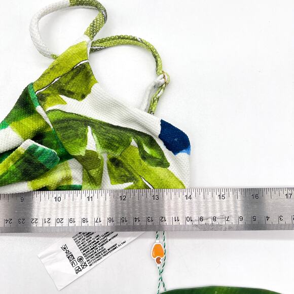 FARM RIO Tropical Fresh Bikini Top Womens XL White Green Blue Multi Textured NEW - Picture 5 of 11